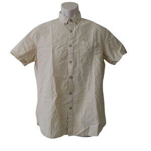 Denim and Flower Slim Fit Men Tan Button Down Short Sleeve Shirt Size M Casual